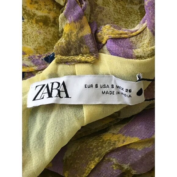 Zara Womens Maxi dress Size S Yellow Printed Beaded Boho Beach 6895/062 NWT - Picture 8 of 14